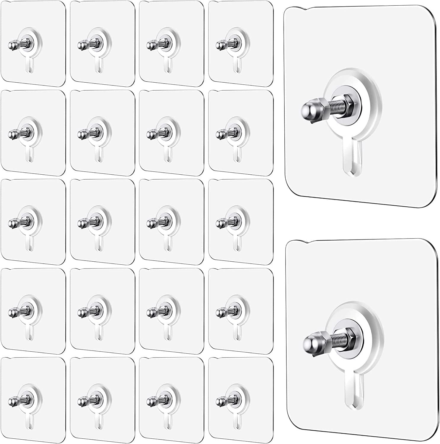 Wall Hooks, Adhesive Wall Screws Hanging Nails, No-Drilling Waterproof Screw Free Stickers for Hanging, Heavy-Duty Adhesive Wall Mount Screw Hooks for Kitchen Bathroom Bedroom Living Room 12 Pcs b7cvva-ip