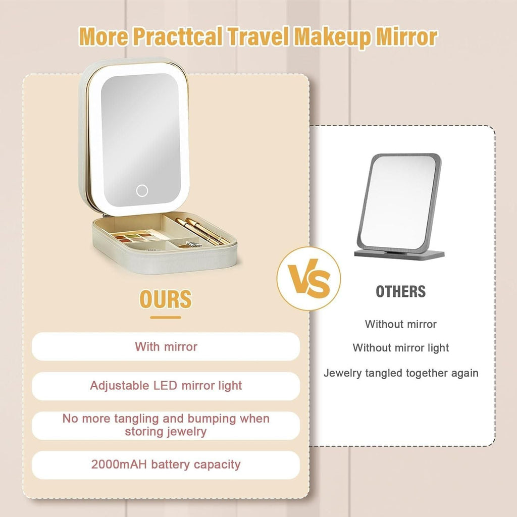White Jewelry Box with LED Mirror b7cvva-ip