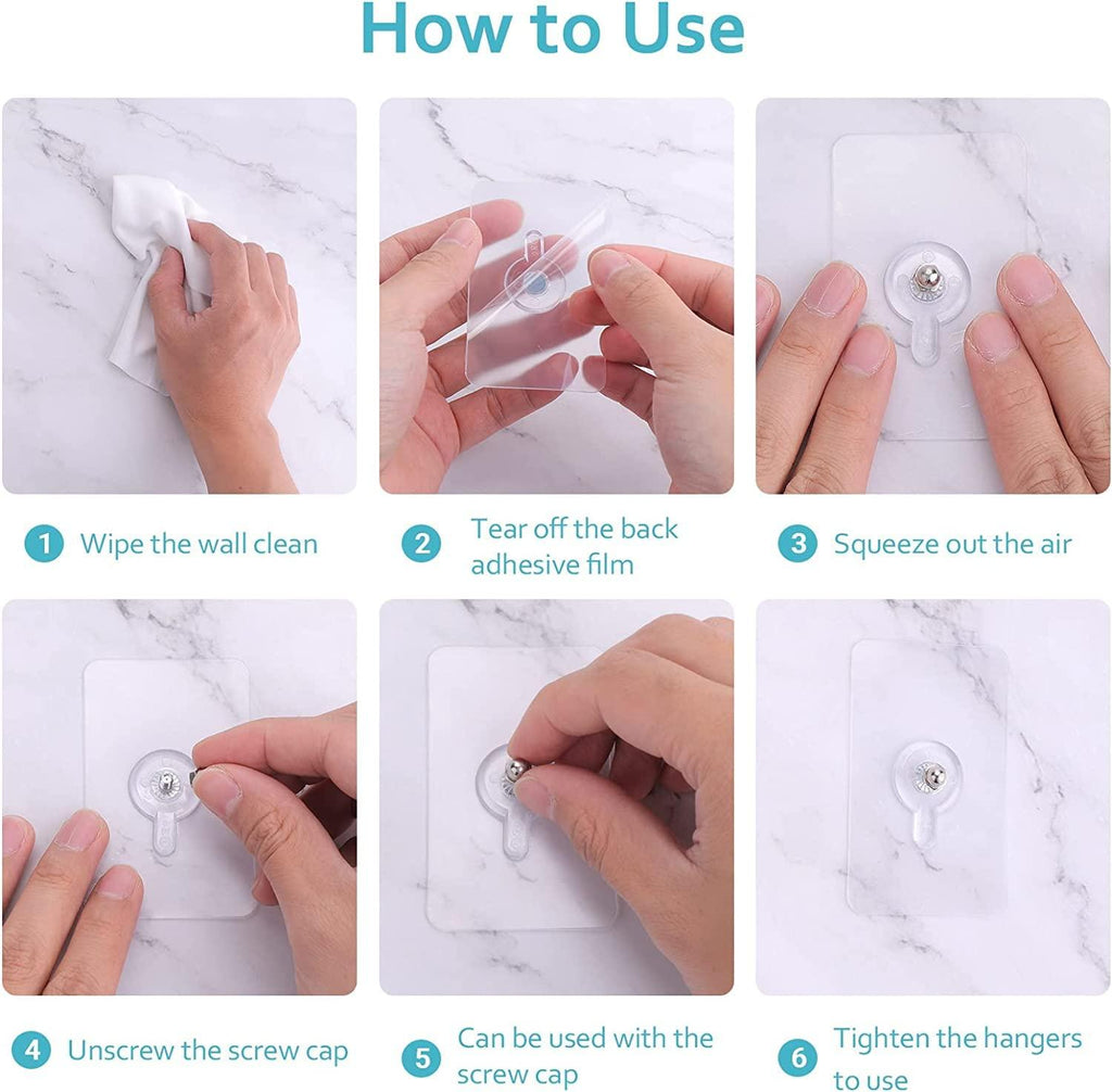 Wall Hooks, Adhesive Wall Screws Hanging Nails, No-Drilling Waterproof Screw Free Stickers for Hanging, Heavy-Duty Adhesive Wall Mount Screw Hooks for Kitchen Bathroom Bedroom Living Room 12 Pcs b7cvva-ip