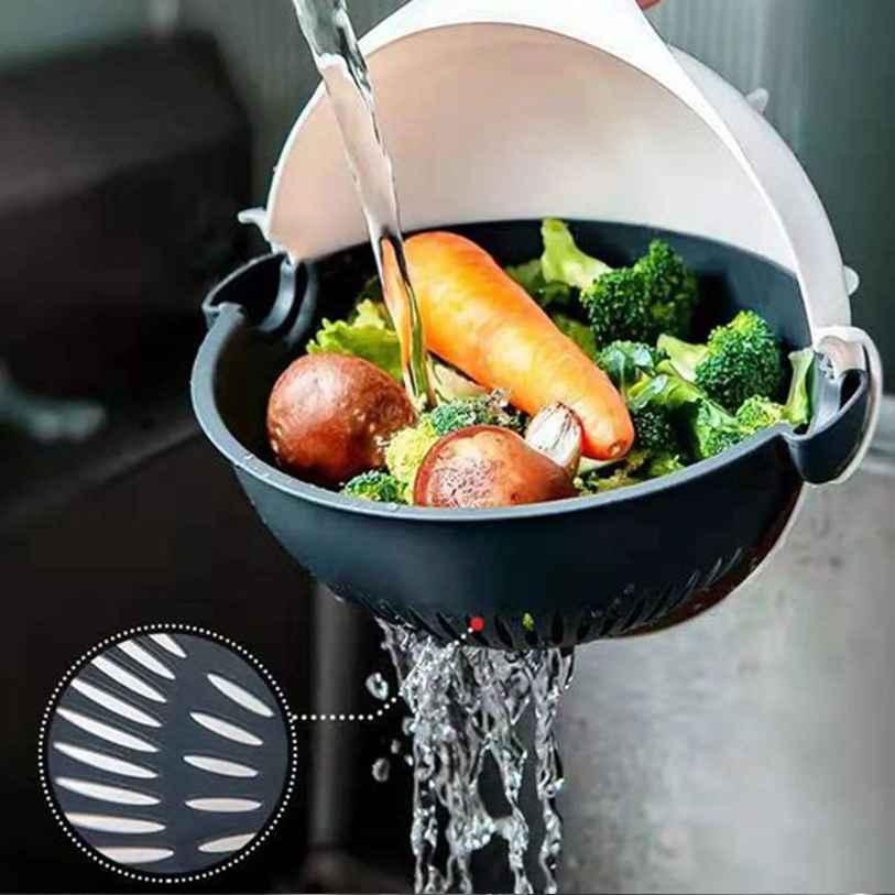 Vegetable Cutter- 7 in 1 Multifunction Magic Rotate Vegetable Cutter with Drain Basket Large Capacity b7cvva-ip